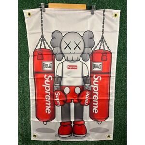 Supreme KAWS Everlast Boxing Banner Flag Wall Decor Streetwear Art Red White